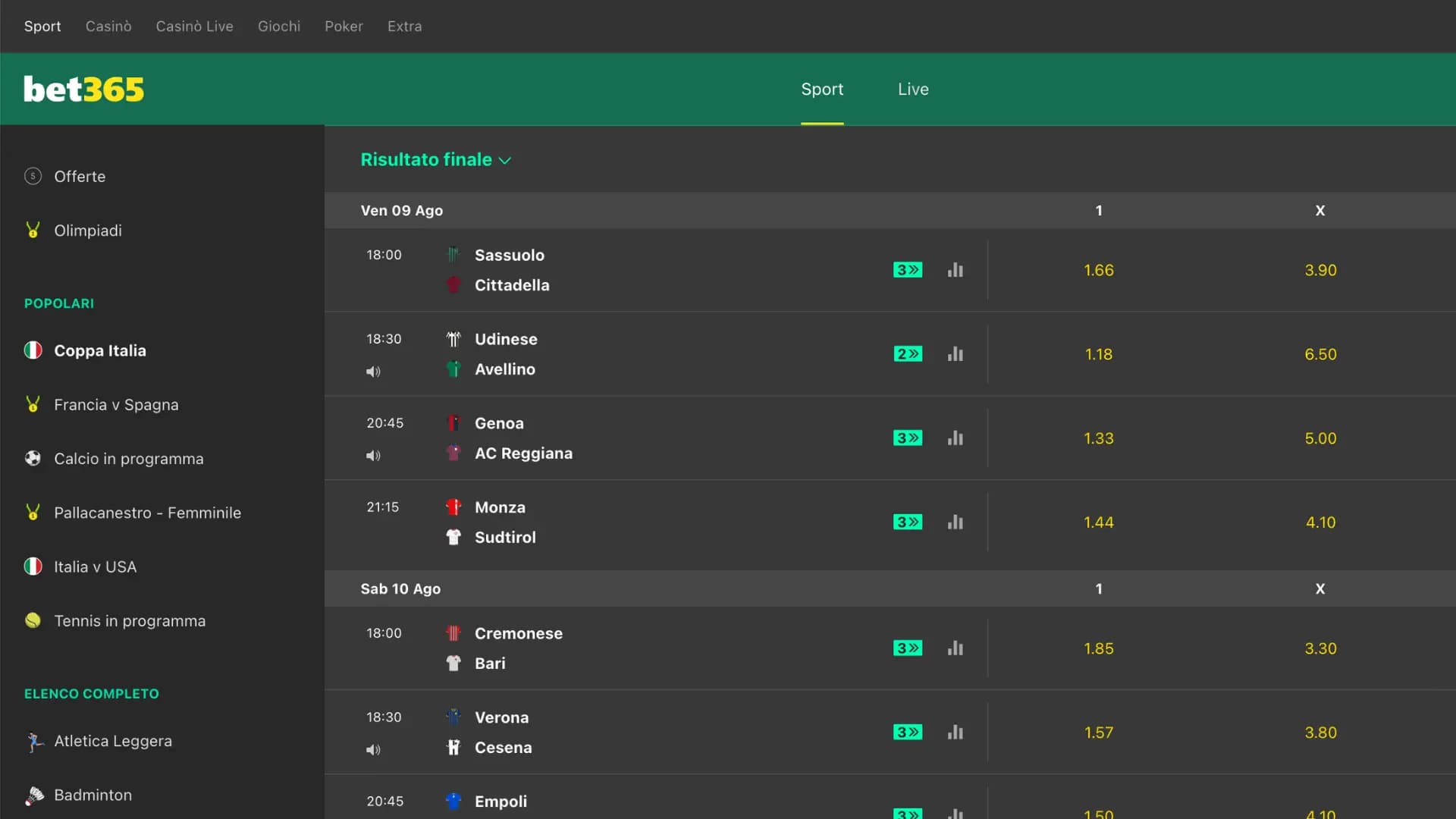 Bet365 Scommesse