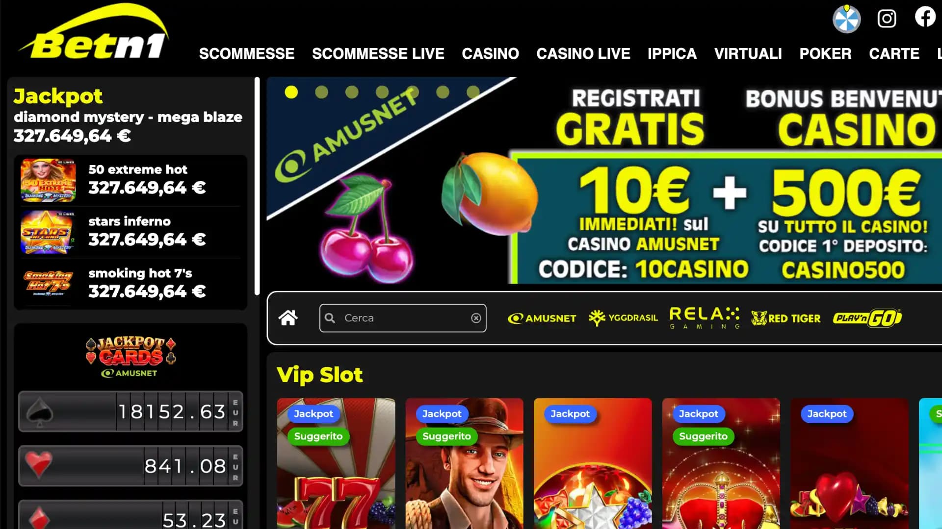 BetN1 Casino Home