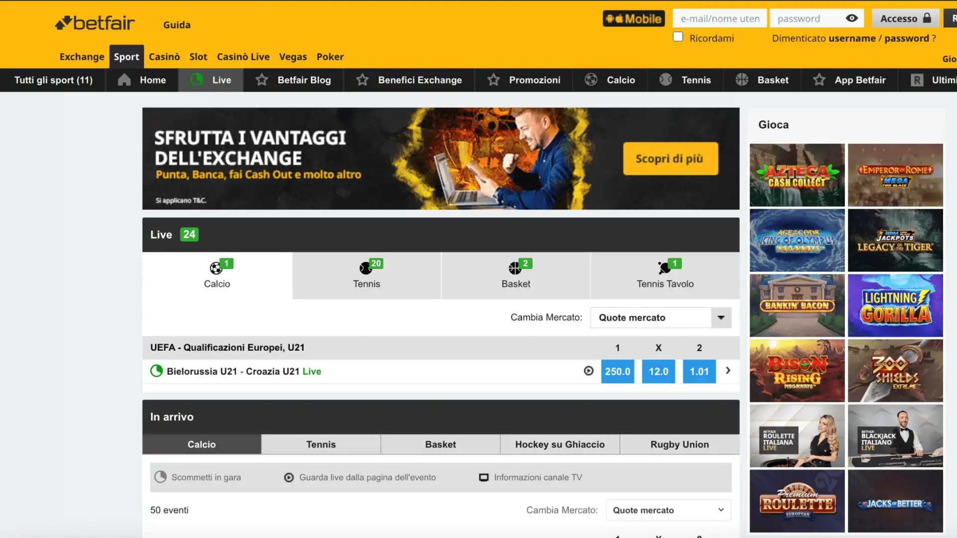 Betfair Scommesse Live