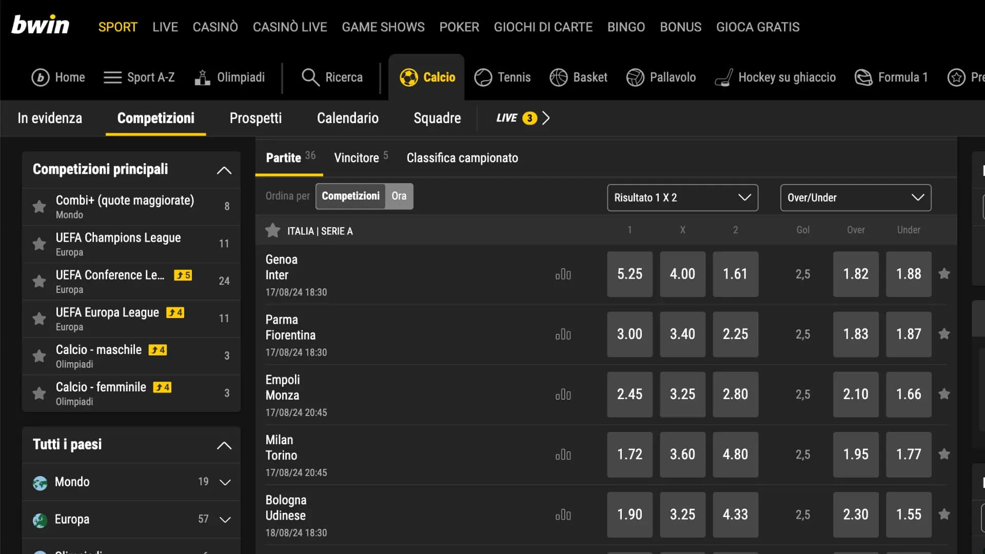 Bwin Scommesse