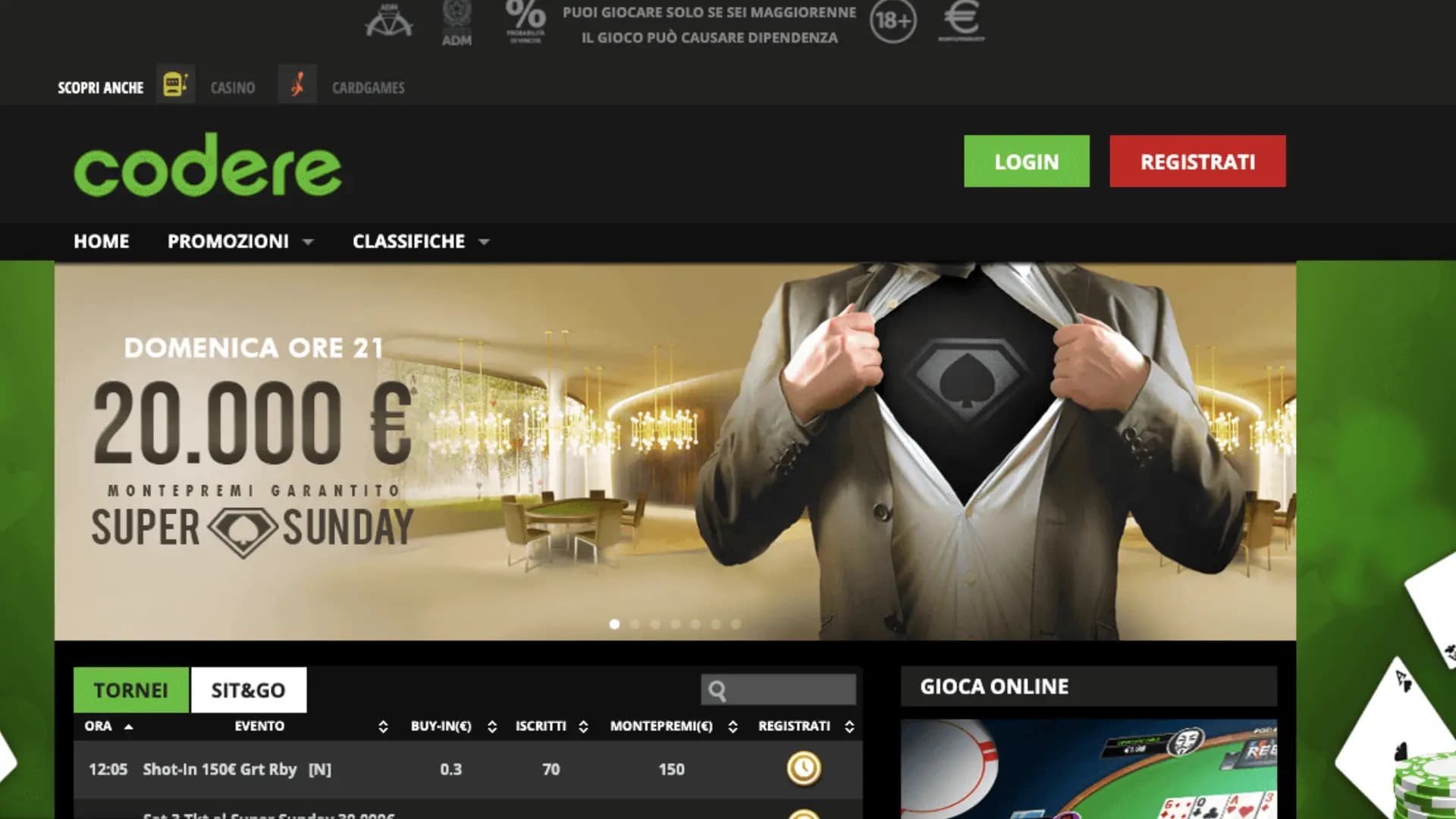 Codere Poker Home