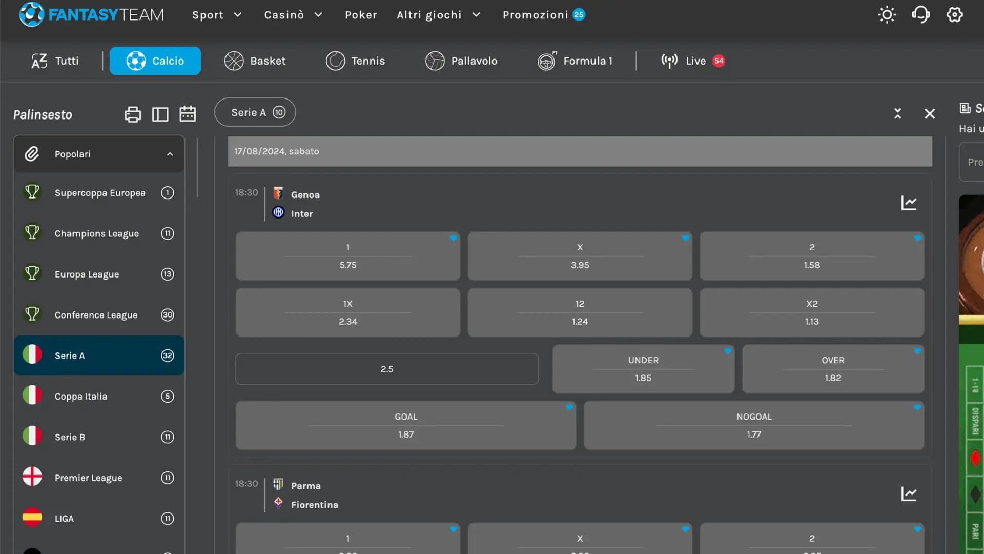 Fantasy Team Scommesse