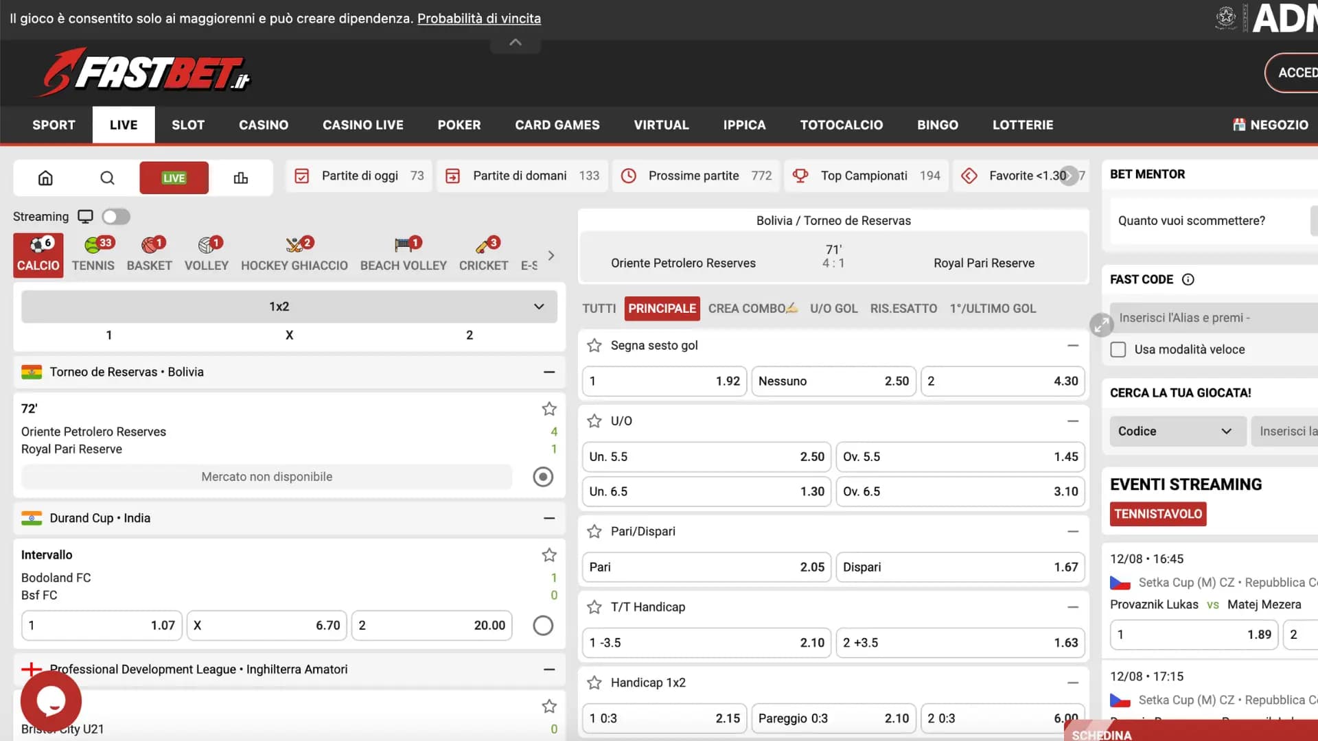 Fastbet Scommessse Live