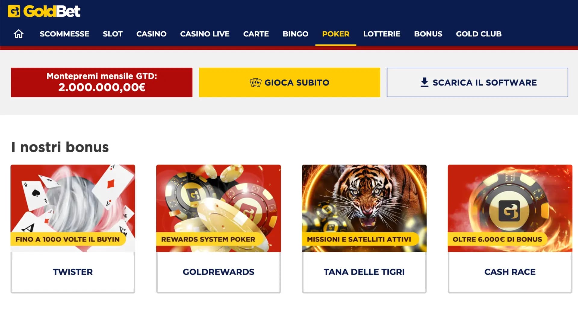 Goldbet Poker Piattaforma