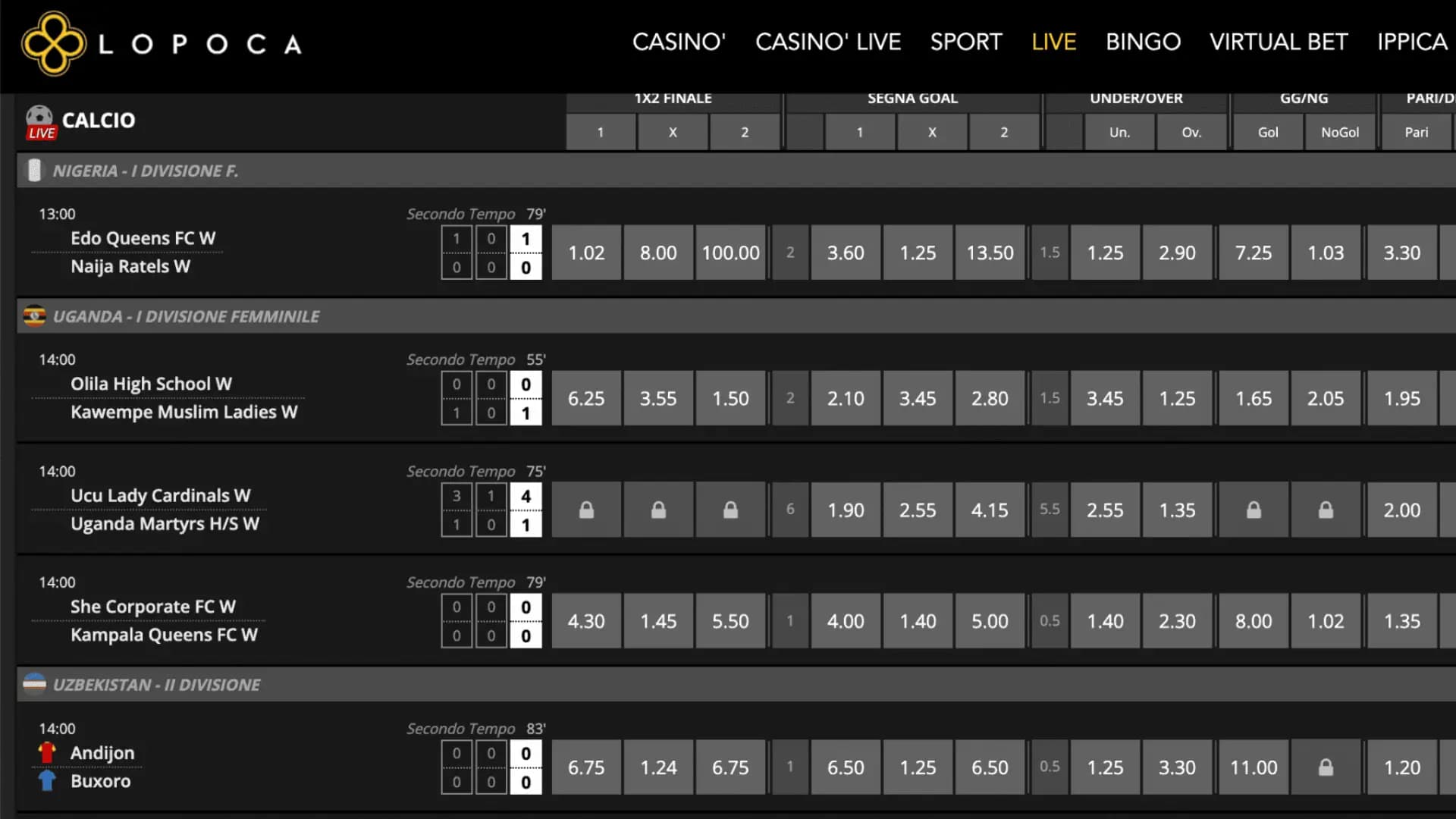 Lopoca Scommesse Live