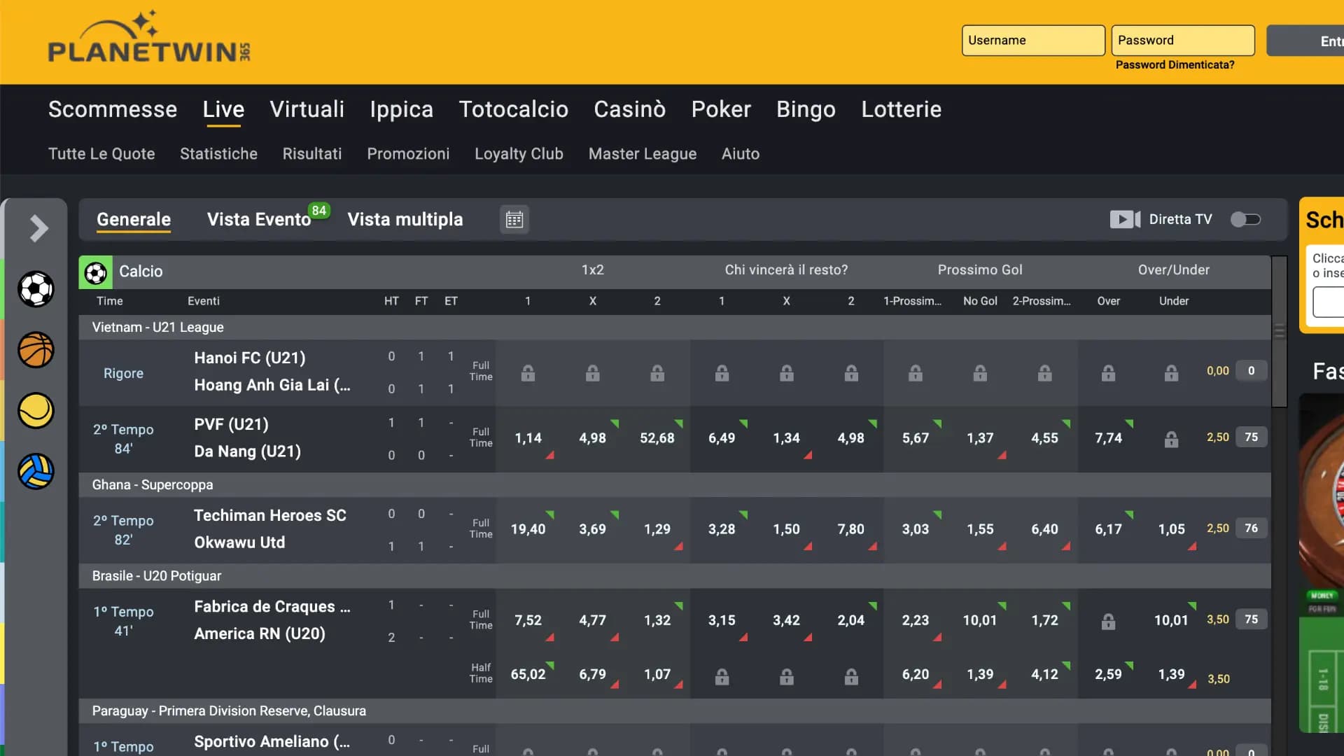 Planetwin365 Scommesse Live