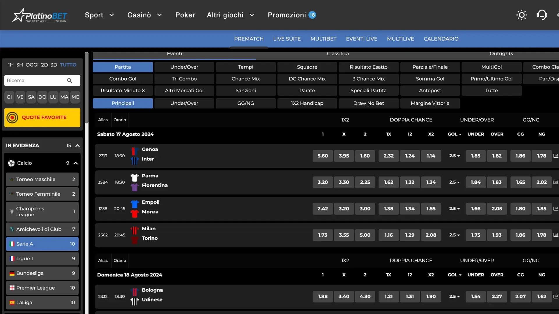 PlatinoBet Scommesse