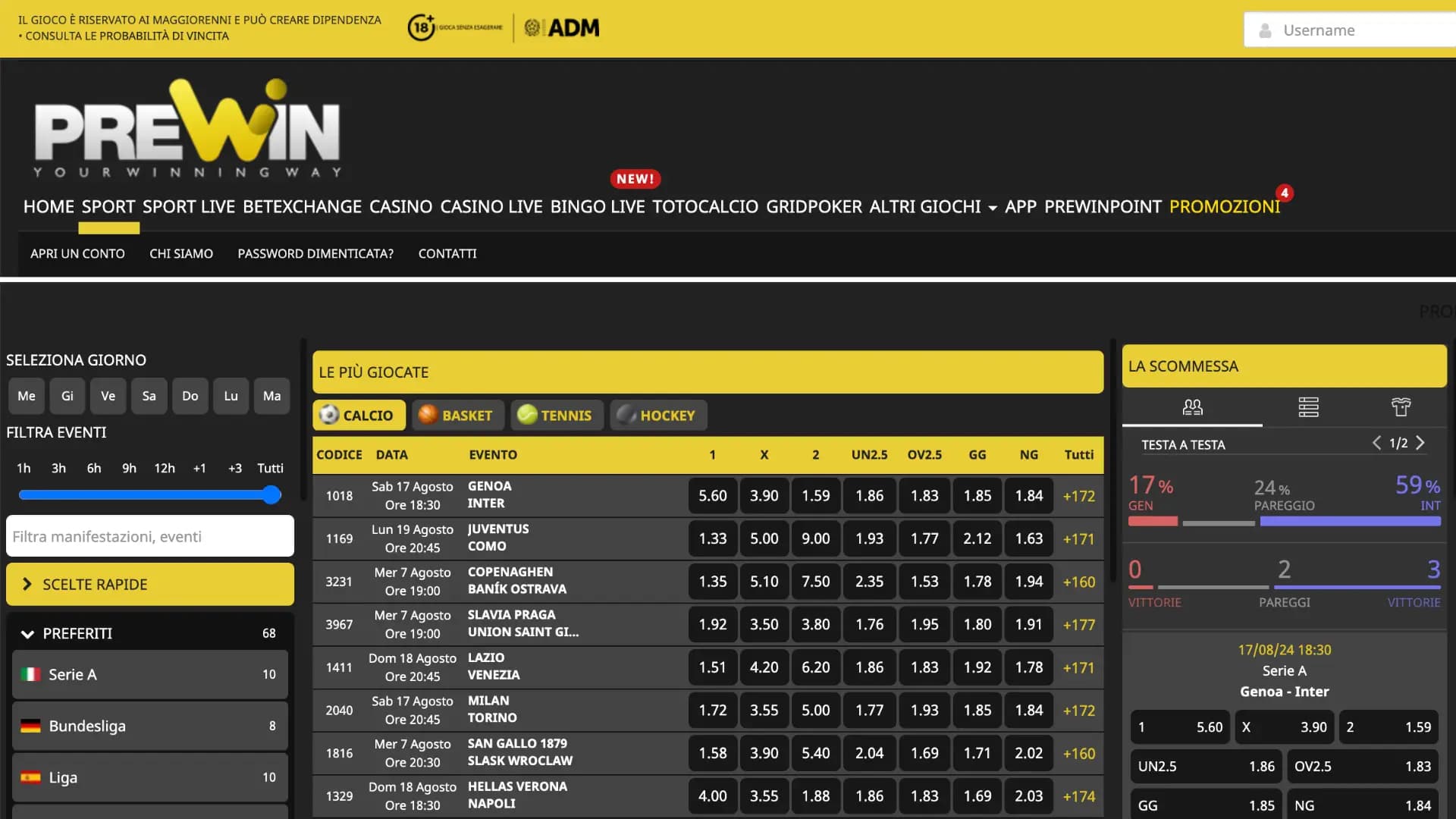 Prewin Scommesse